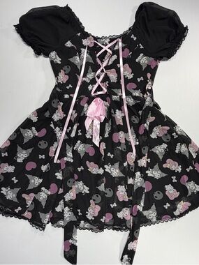 Sanrio My Melody Kuromi Dress Black Pink Womens Large Gothic Fairycore Hot Topic